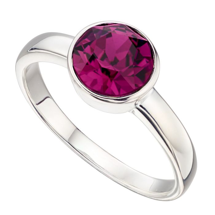 925 Sterling Silver Crystal Solitaire Rub Over Birthstone Rings - Image 5