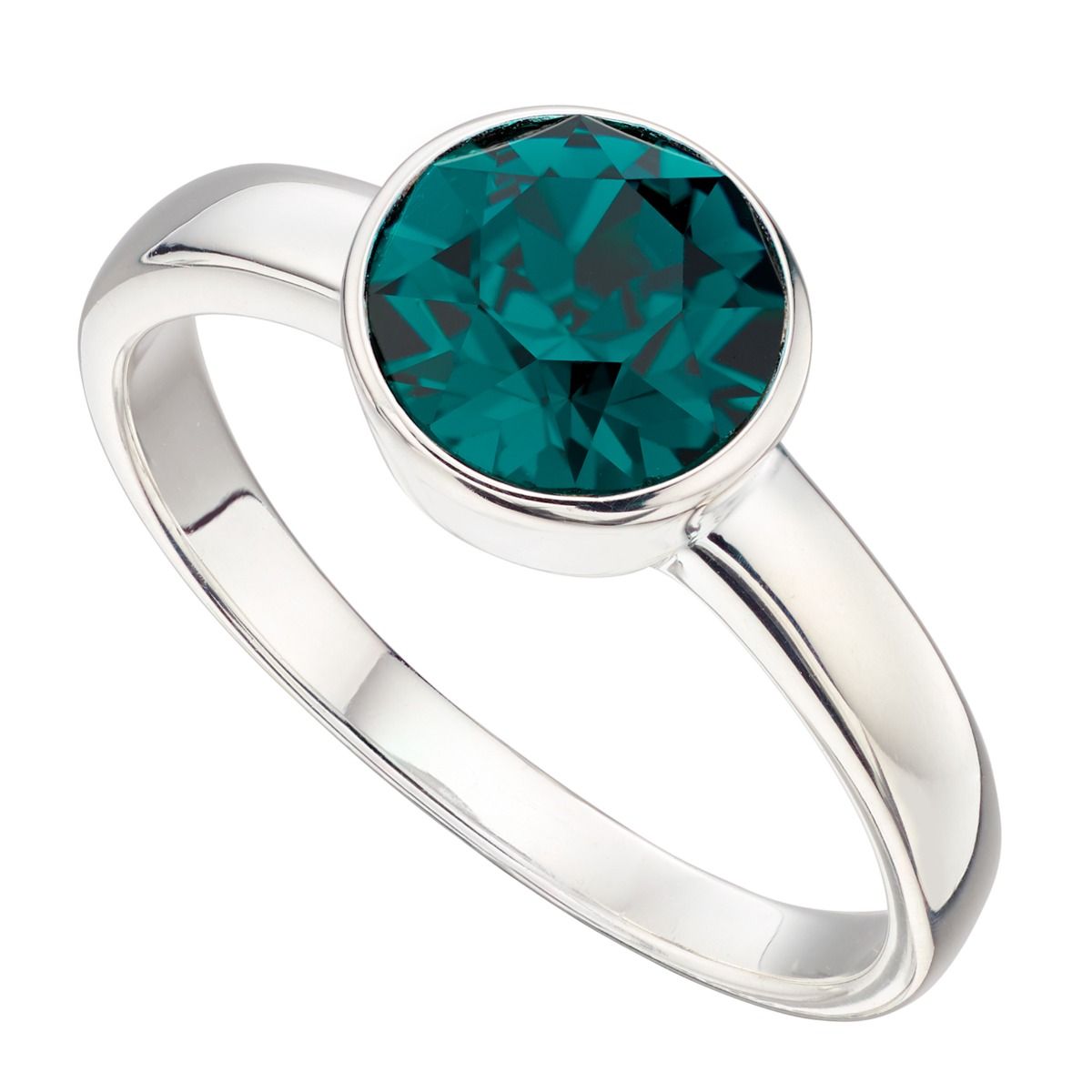 925 Sterling Silver Crystal Solitaire Rub Over Birthstone Rings - Image 13