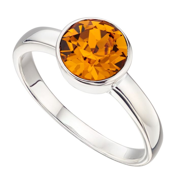 925 Sterling Silver Crystal Solitaire Rub Over Birthstone Rings - Image 14