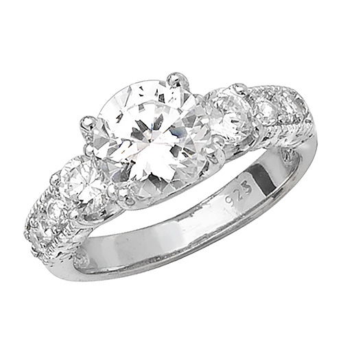 15800142 925 Sterling Silver Multi CZ Stone Dress Ring