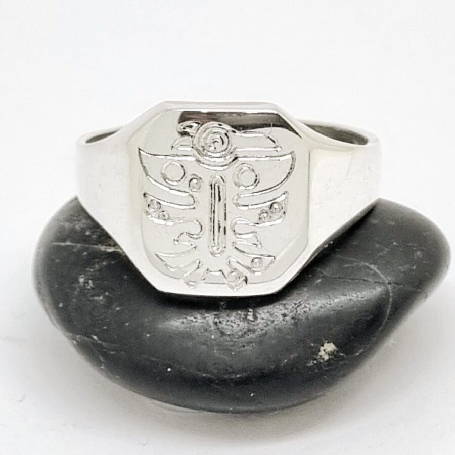 014 Commission Engraving Logo On Silver Signet Ring