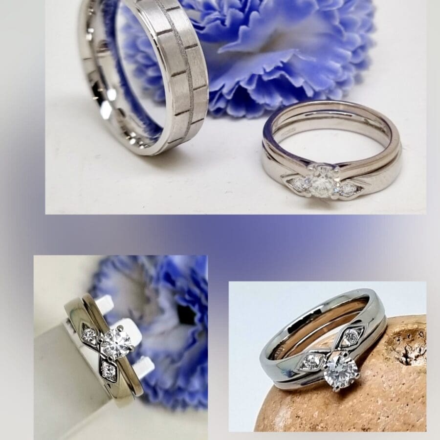 003 Commission Engraving Brick Style Platinum Men's And Women's Bow Tie Wedding Band