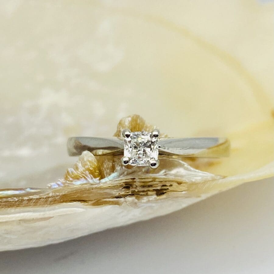 12600102 Platinum And Diamond 0.29ct Cushion Solitaire Engagement Ring