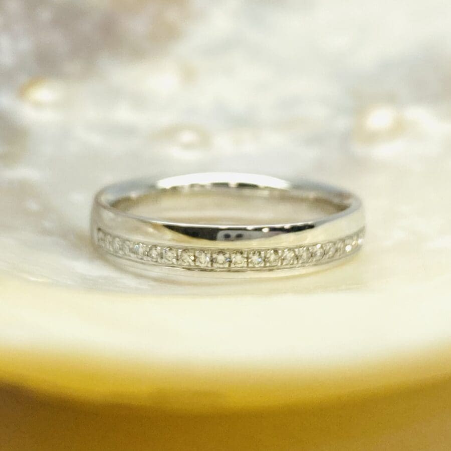 11600033 Platinum And Diamond 0.12ct Offset Wedding Band