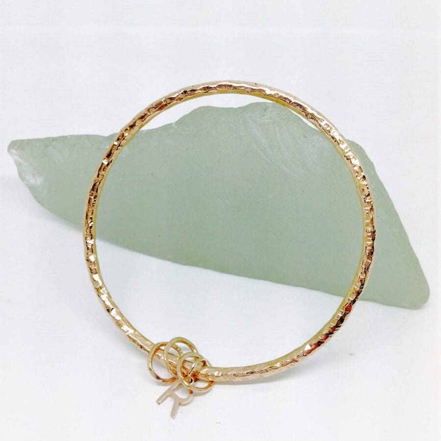 511 Commission 9ct Gold Initials Beaten Bangle From Scrap