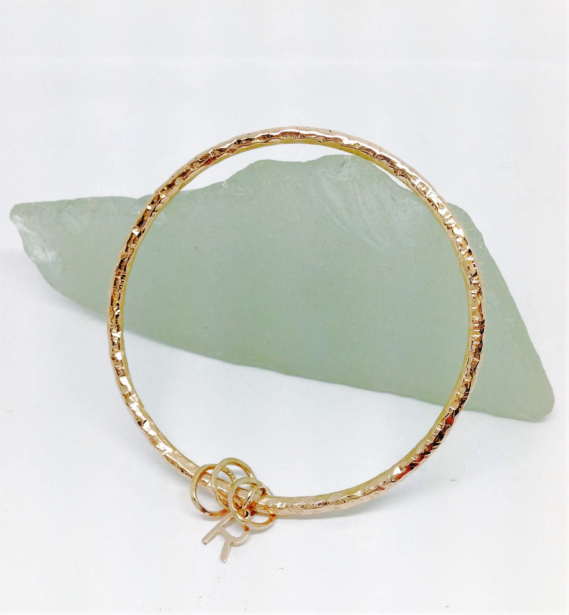 511 Commission 9ct Gold Initials Beaten Bangle From Scrap