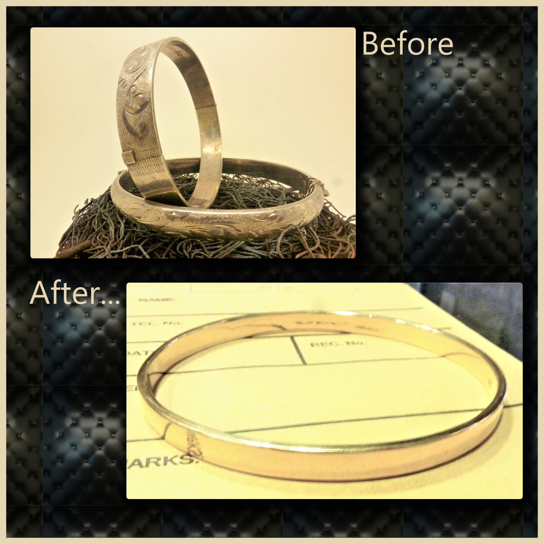 513 Commission Two Engraved Bangles Into One Silver Sleek Design