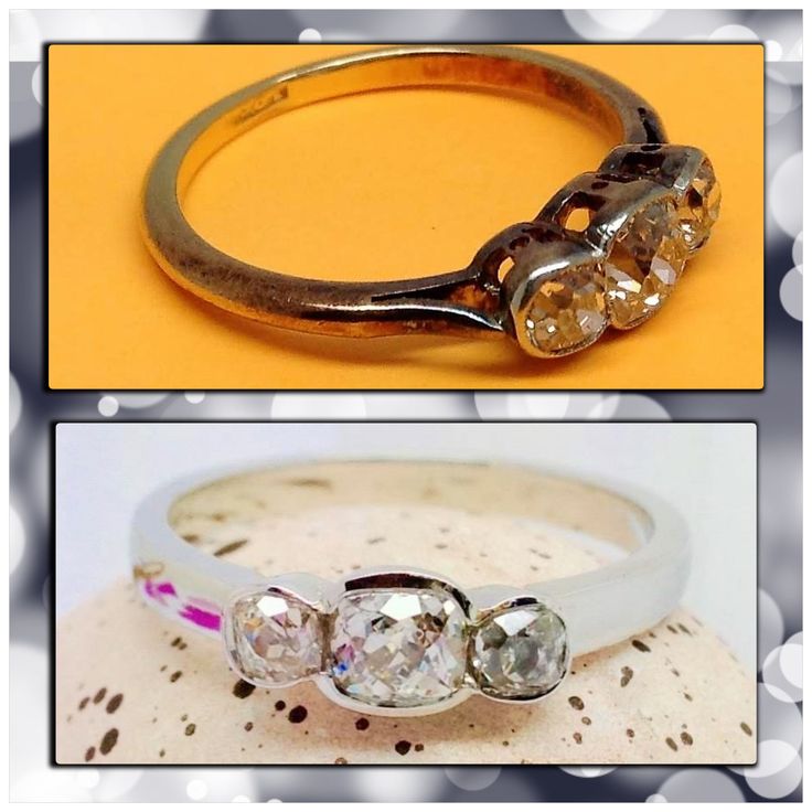 622 Before And After... Modern Rub Over Shank For 3 Stone Ring