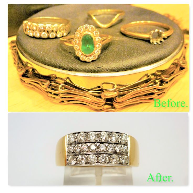 617 Before And After... 3 Row Diamond Ring Remodel