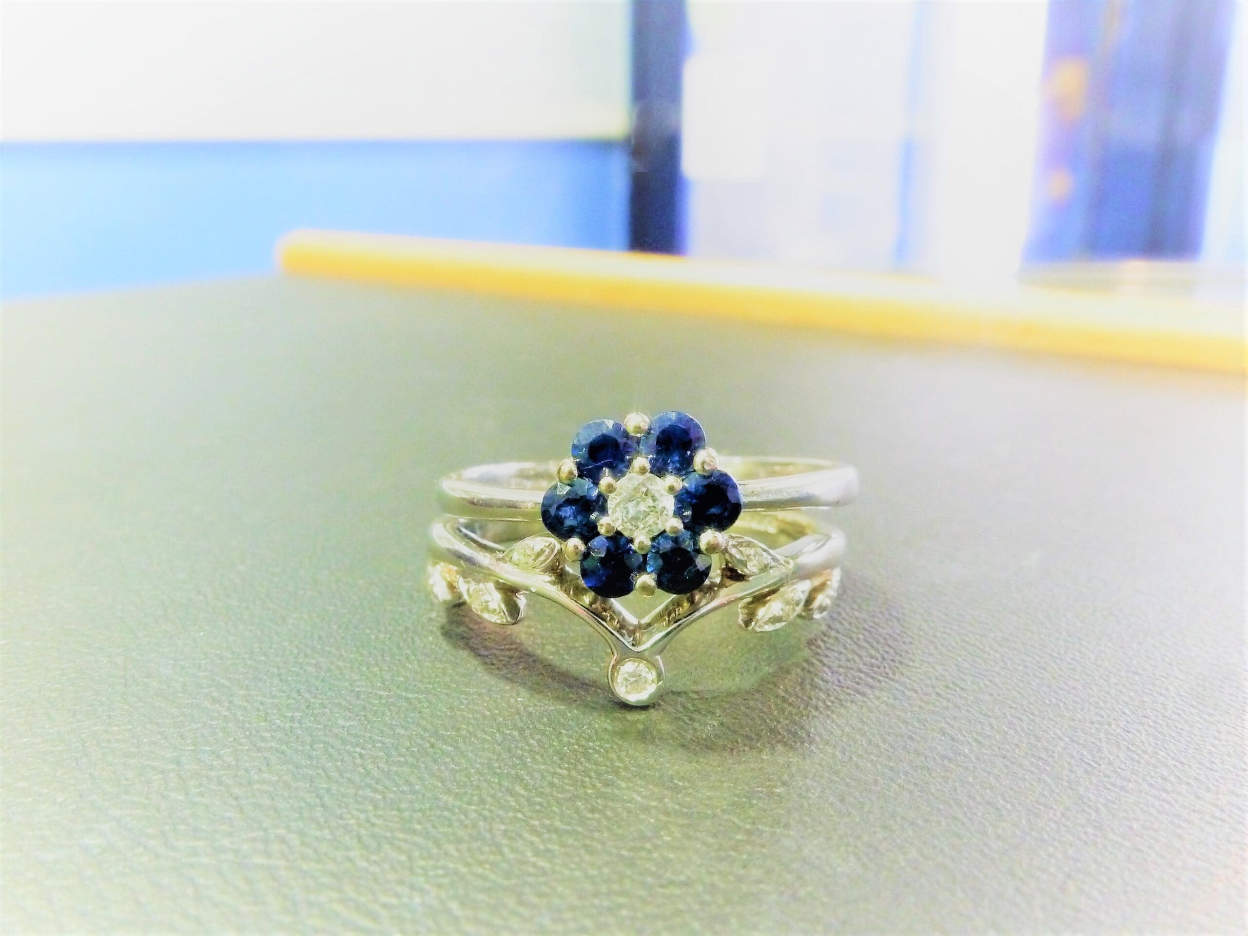 231 Commission Diamond Flower and Branch Shape Contoured Band - Image 2