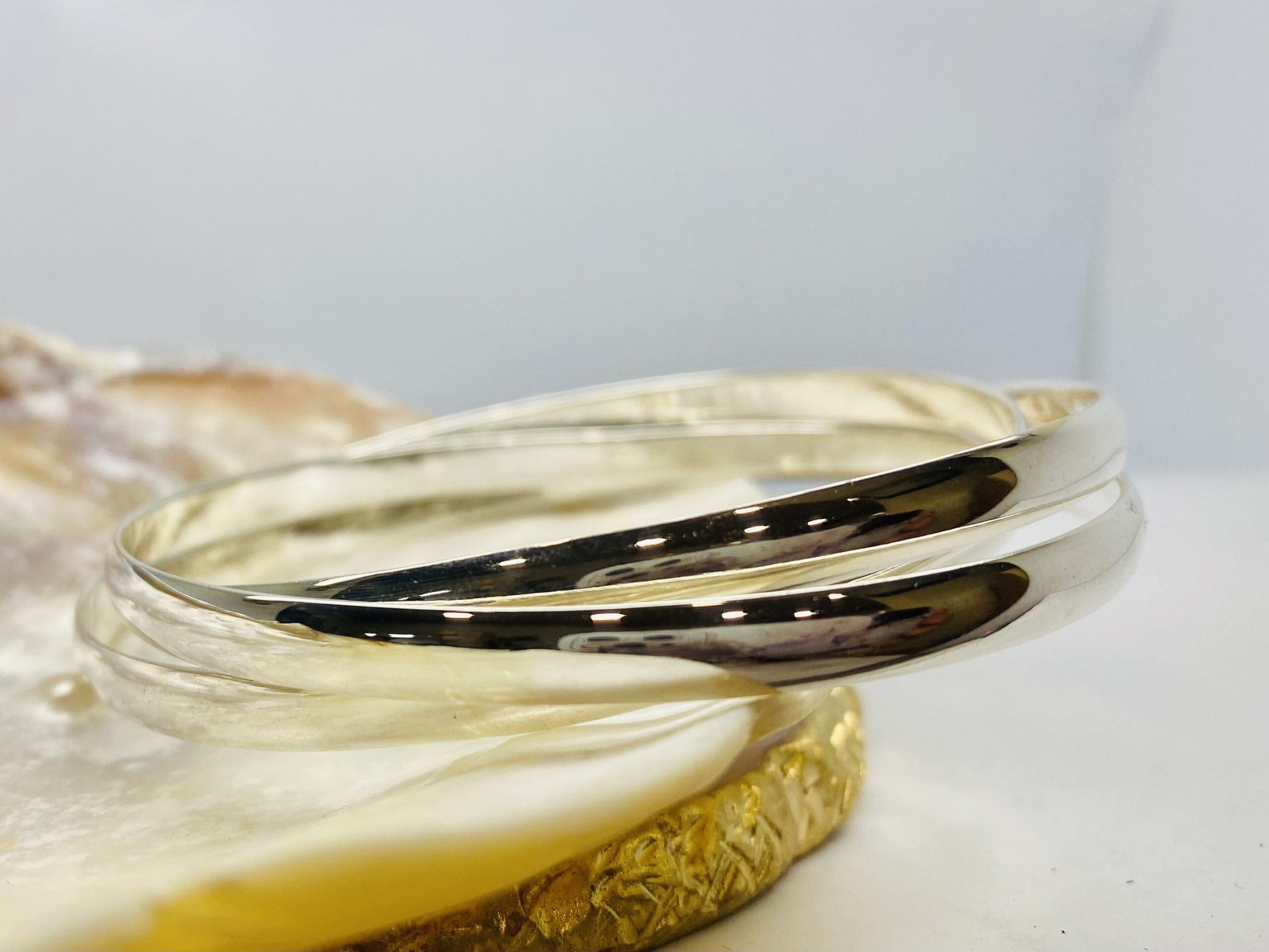 40100121 925 Sterling Silver Three Entwined D Shaped Bangles - Image 2