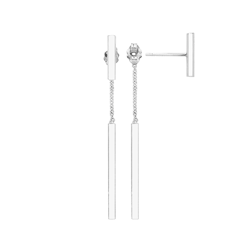 33100165 925 Sterling Silver Drop Earrings – Silver Hanging Long Bar On Chain