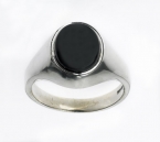 16000014 925 Sterling Silver, Oval Onyx, Signet Ring