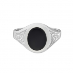 16000013 925 Sterling Silver, Oval Onyx, Celtic Signet Ring