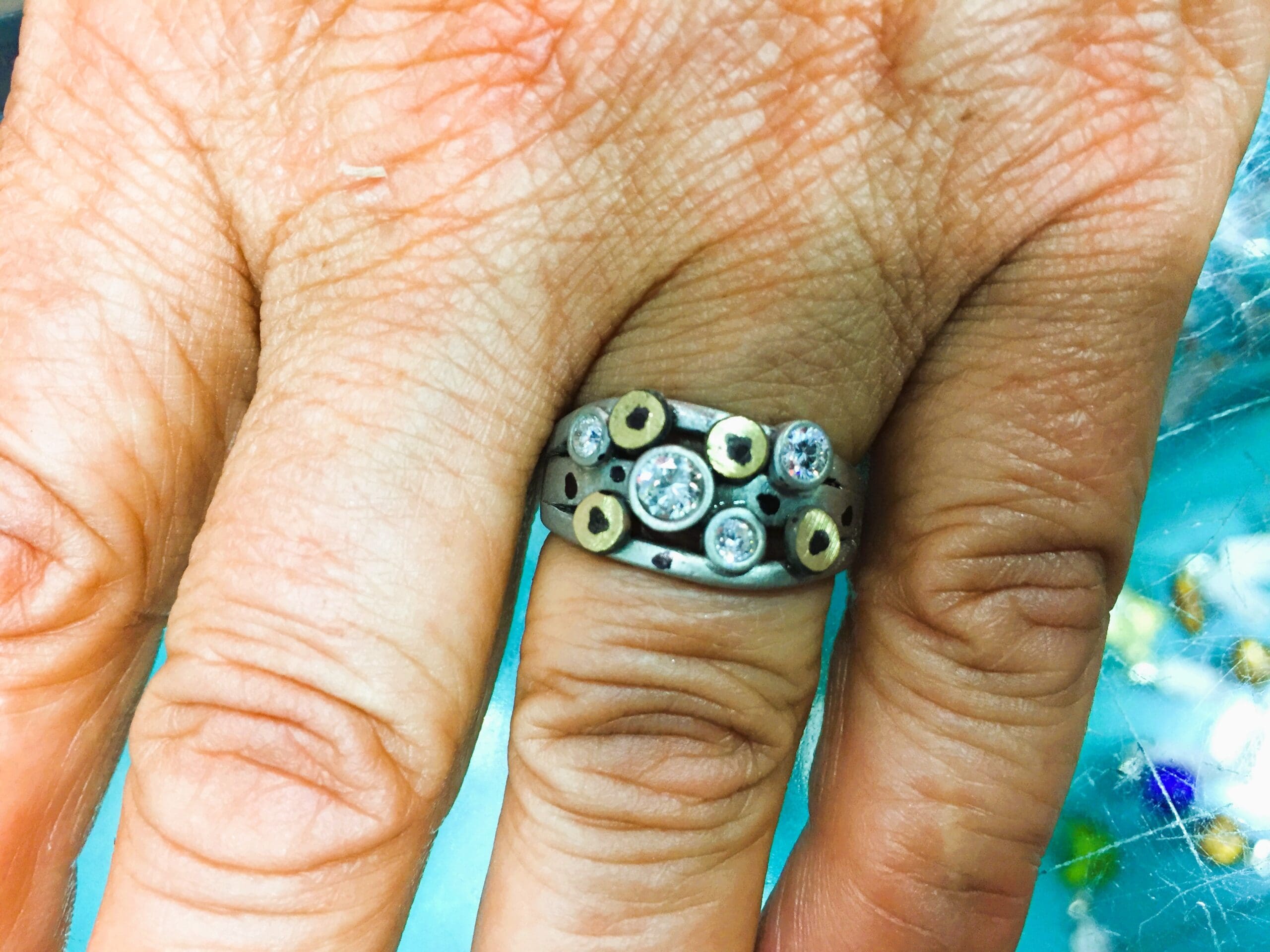 655 Mixed Gold Rings Remodelled Into a Stunning "Bubble" Style Dress Ring - Image 2