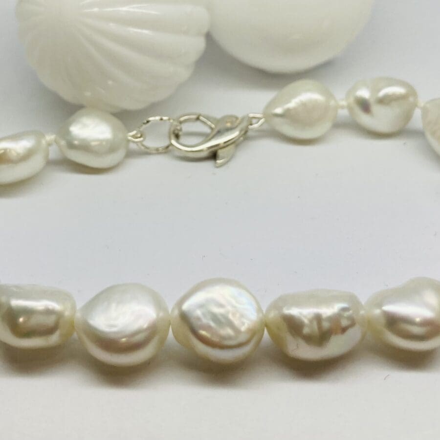 41300028 925 Sterling Silver Baroque Pearl Bracelet 8 Inch