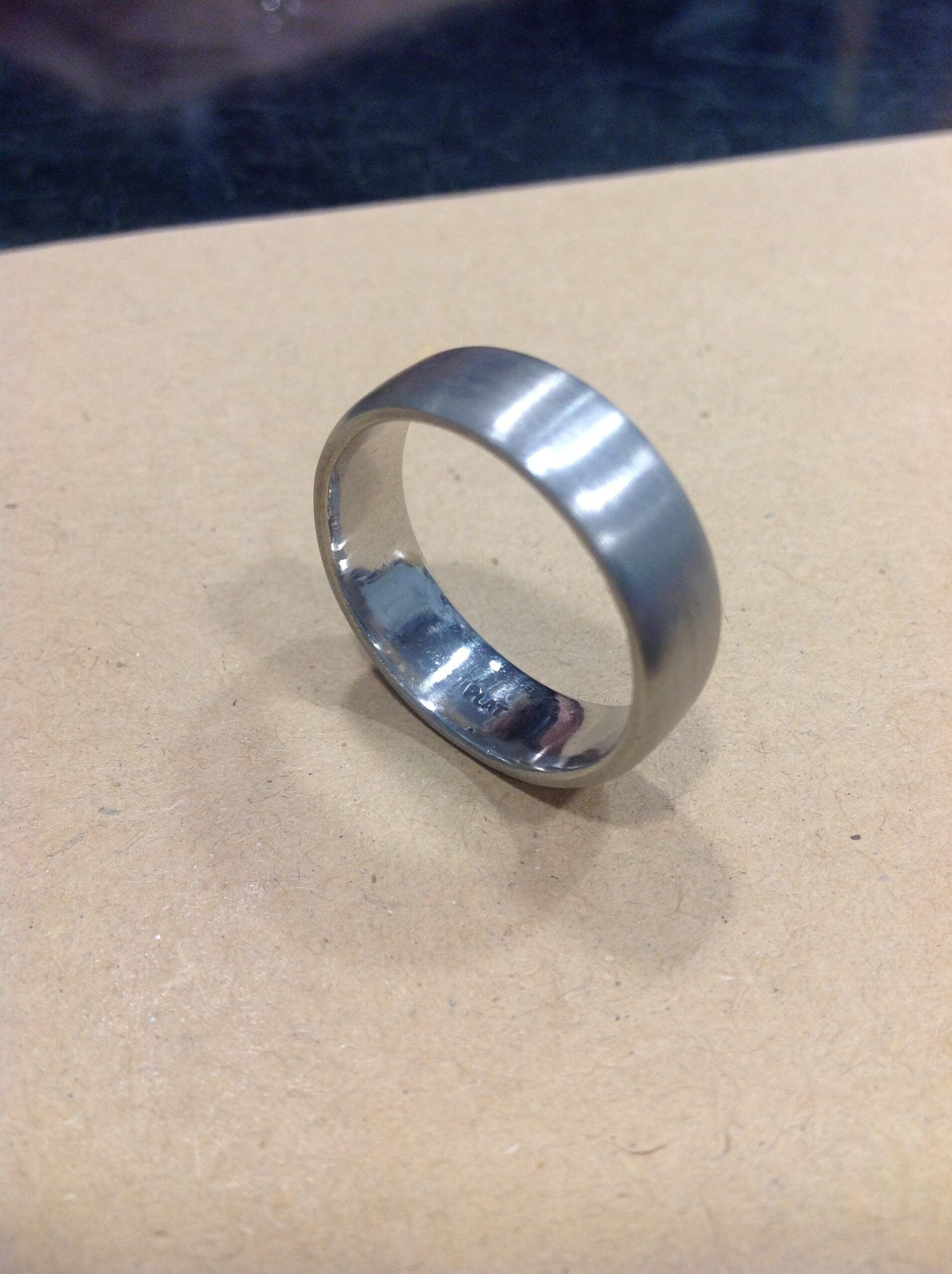 659 Before And After Gents Remodelled Groove Brushed Wedding Band - Image 3