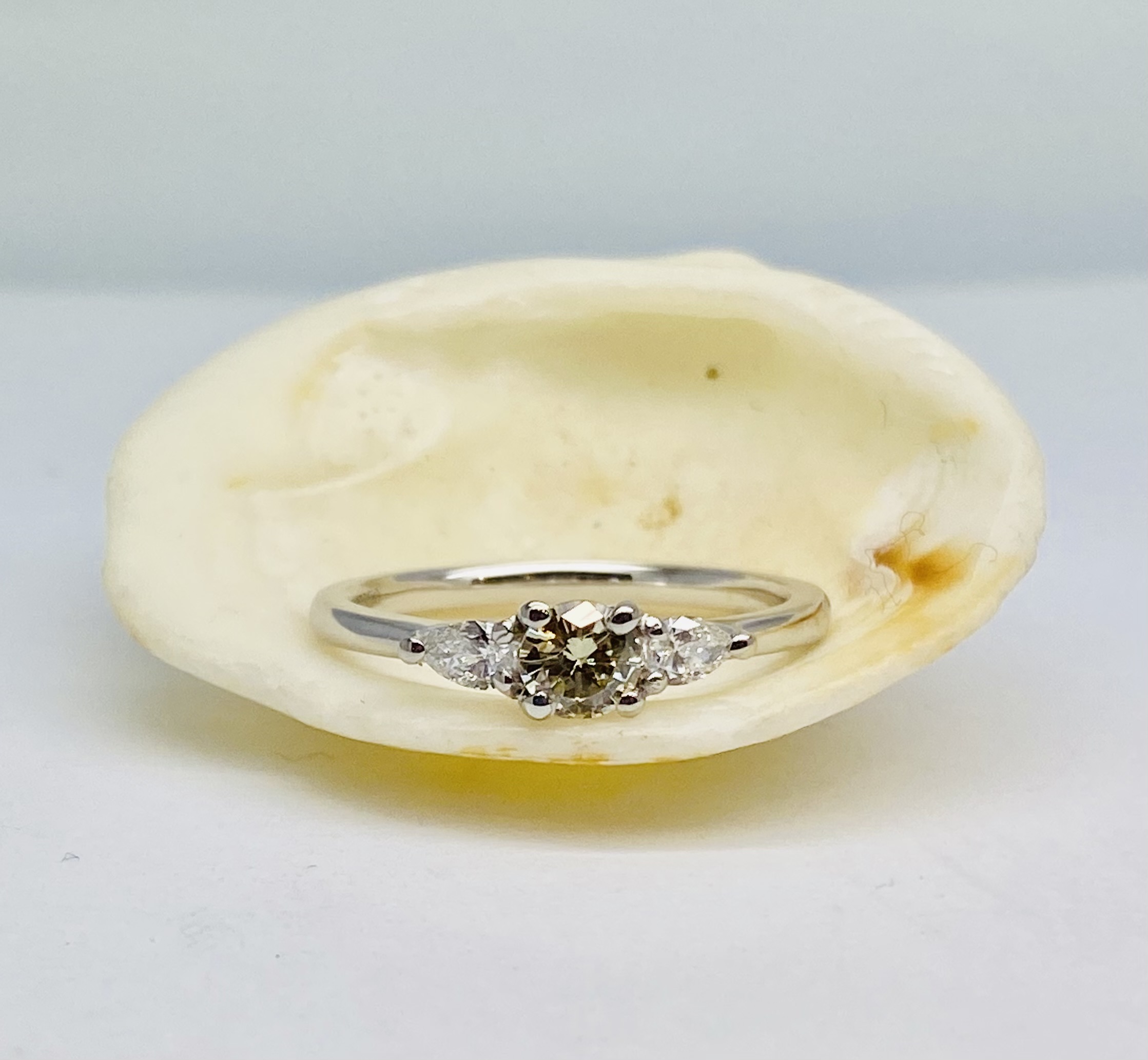 12600105 Platinum And 3 x Diamond Engagement Ring With A Natural Yellow Diamond Centre - Image 2