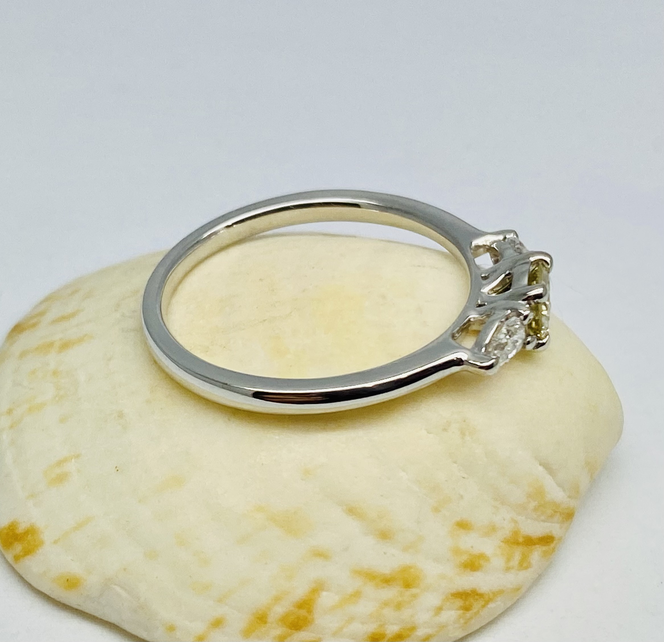 12600105 Platinum And 3 x Diamond Engagement Ring With A Natural Yellow Diamond Centre - Image 3