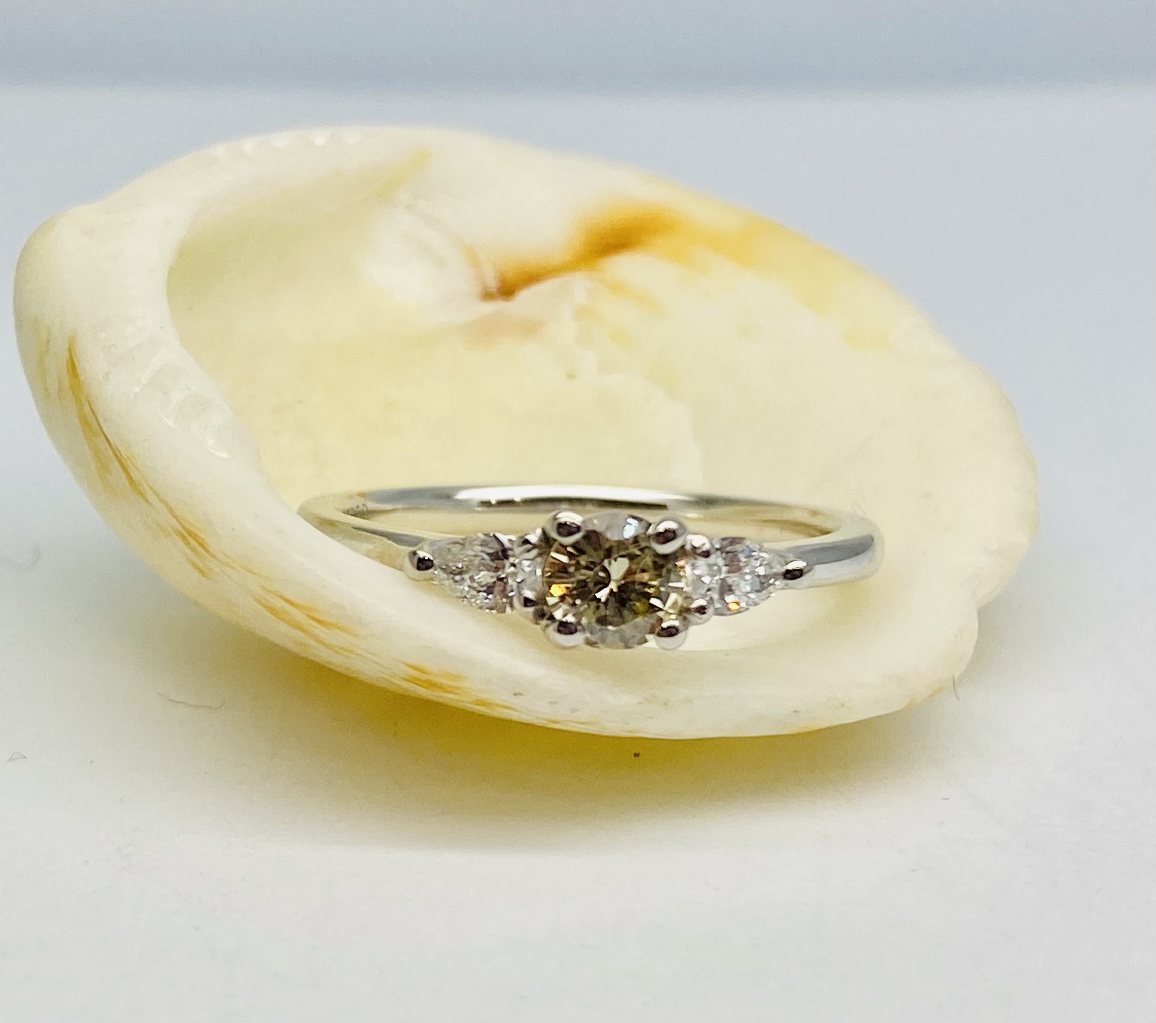 12600105 Platinum And 3 x Diamond Engagement Ring With A Natural Yellow Diamond Centre - Image 4
