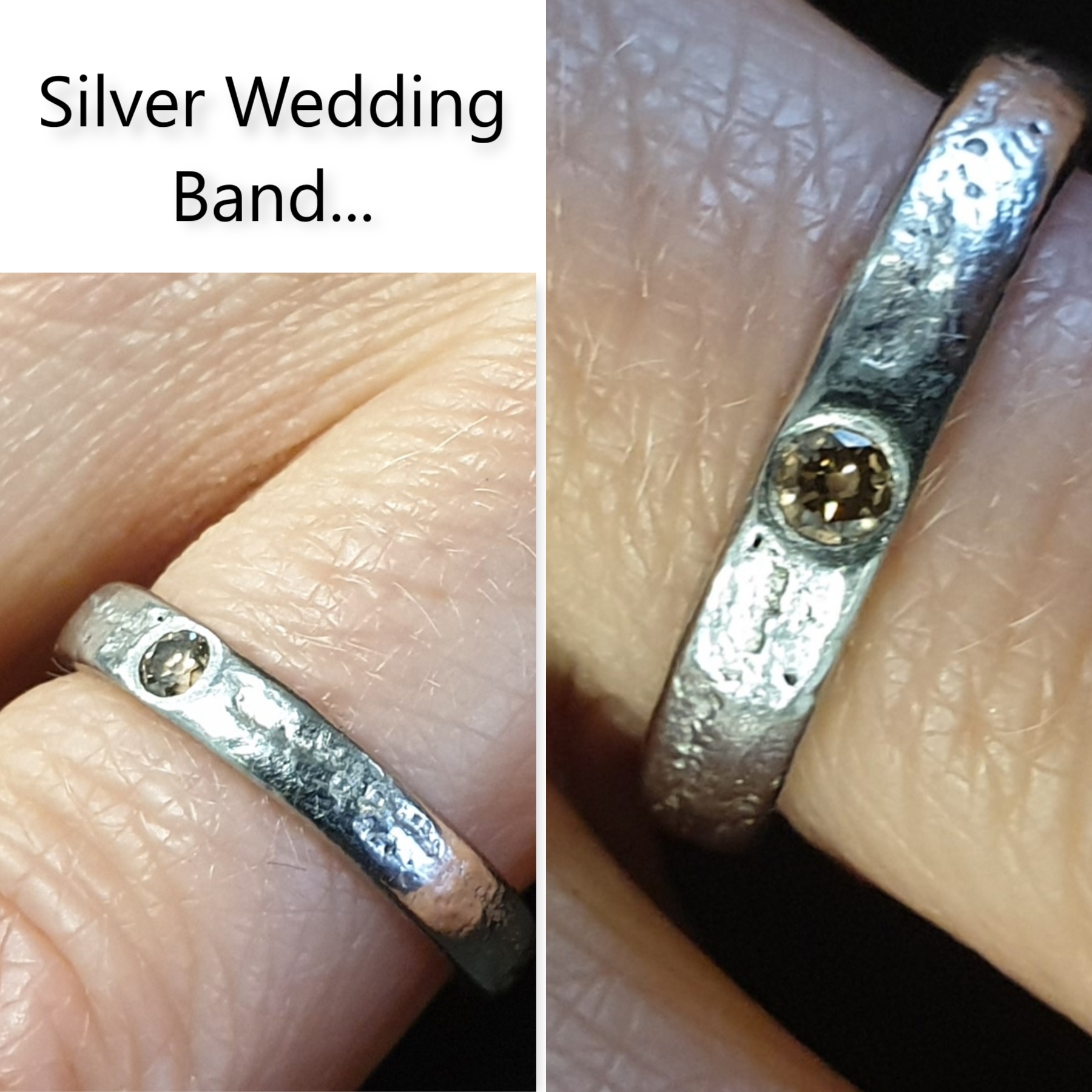 650 Silver Wedding Band Commission To Match Engagement Ring - Image 6