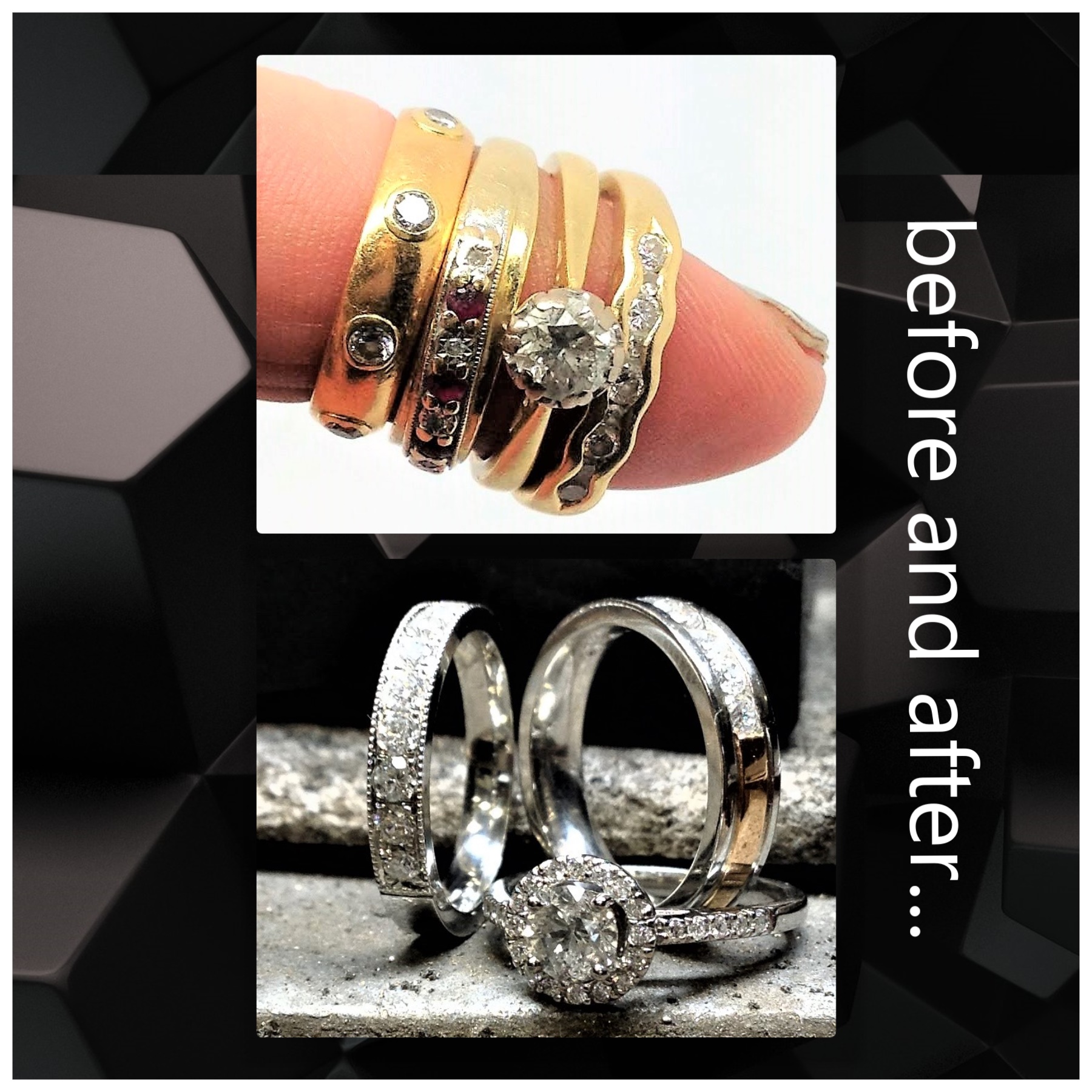 648 Commission Before And After... Wedding Set Remodel To "Sparkle" - Image 6