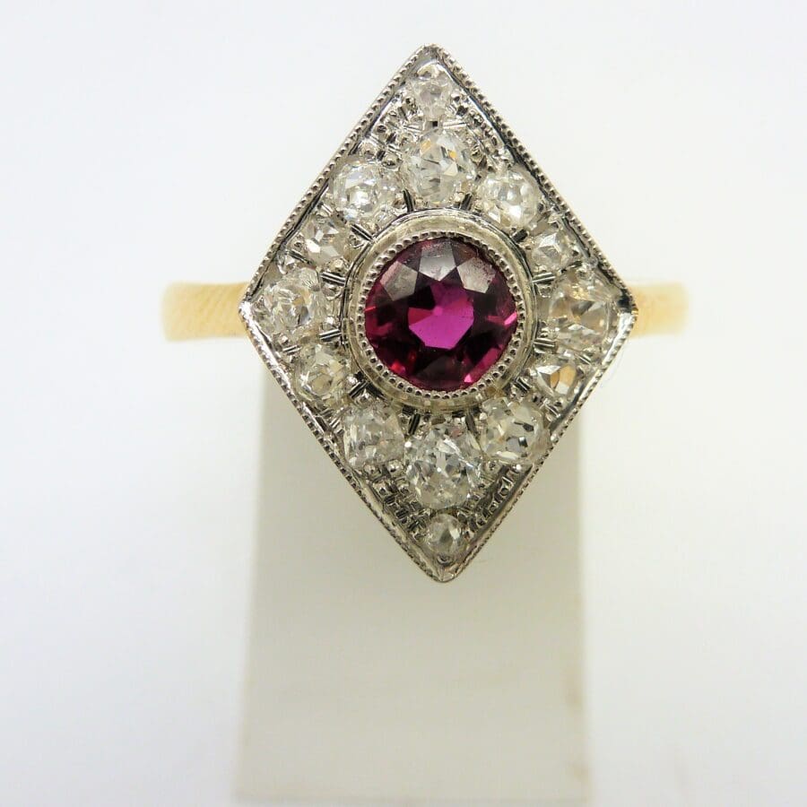 649 Before And After...Art Deco Brooch To Diamond And Ruby Ring Remodel