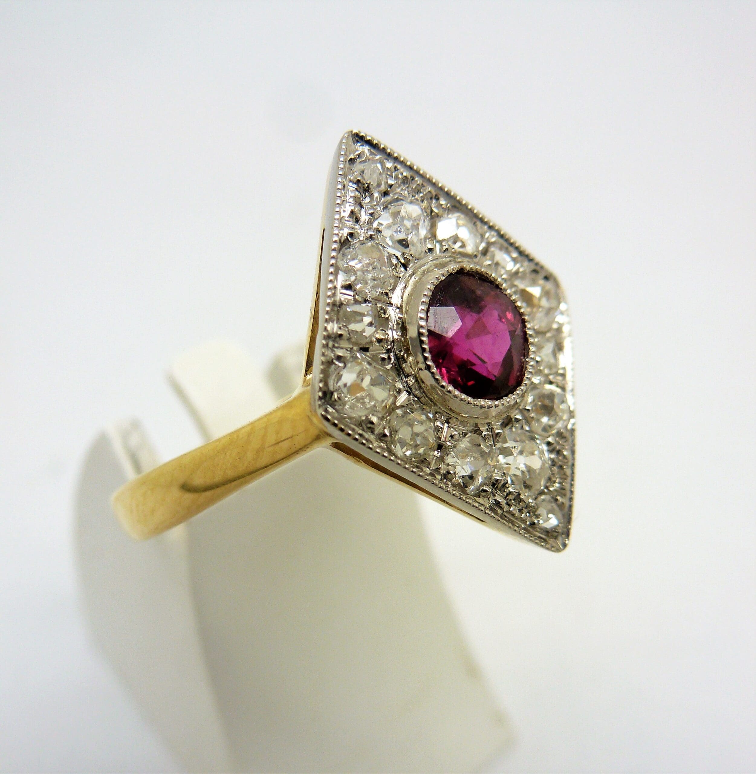 649 Before And After...Art Deco Brooch To Diamond And Ruby Ring Remodel - Image 2