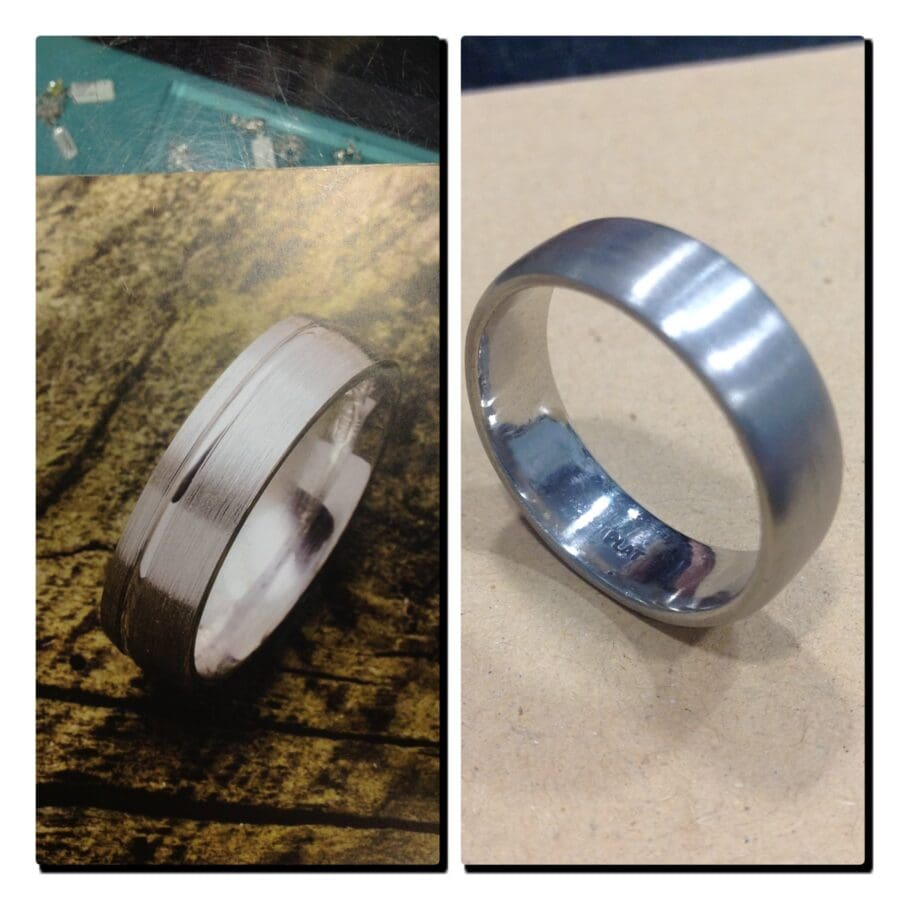 659 Before And After Gents Remodelled Groove Brushed Wedding Band