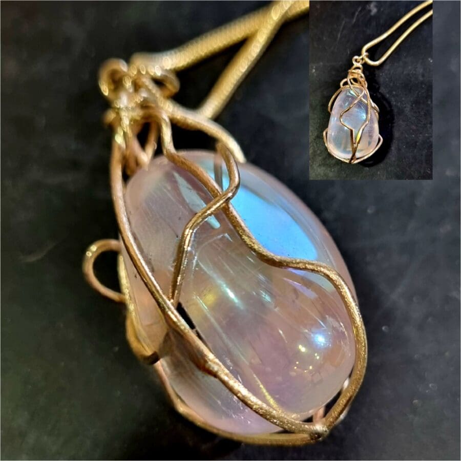 805 9ct Yellow Gold Cage For A Moonstone Commission