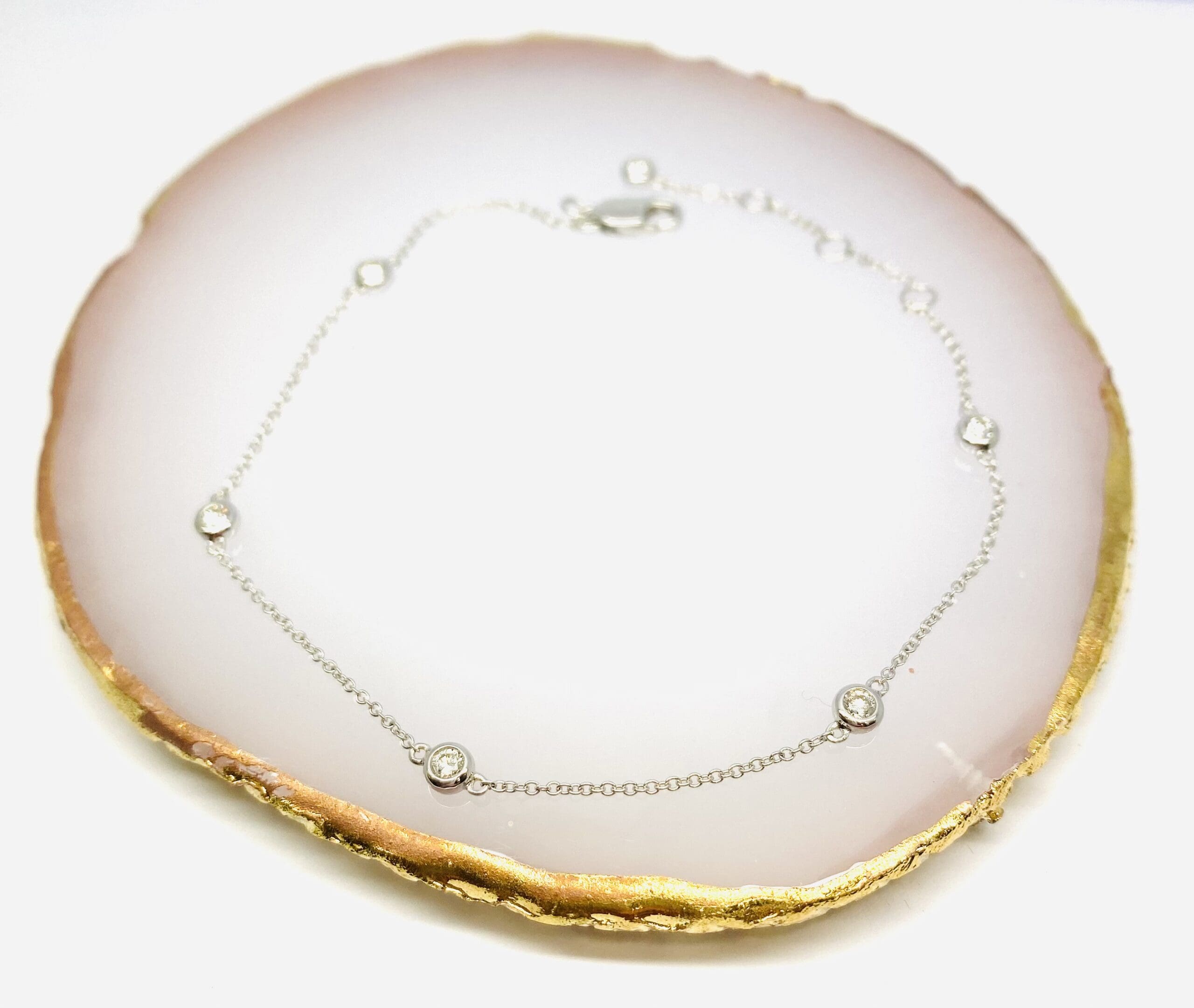 41600001 18ct White Gold Chain 0.23ct Rub Over Diamond Bracelet