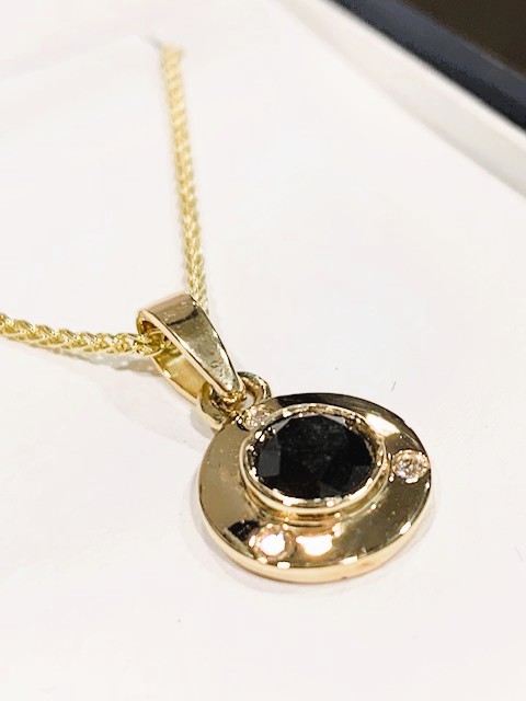 807 White Gold Black and White Diamond Pendant Commission