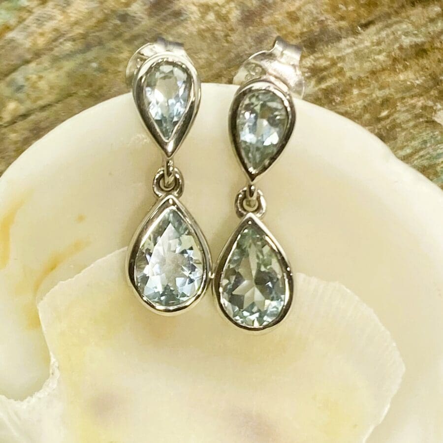 33200044 9ct White Gold Aquamarine Drop Earrings