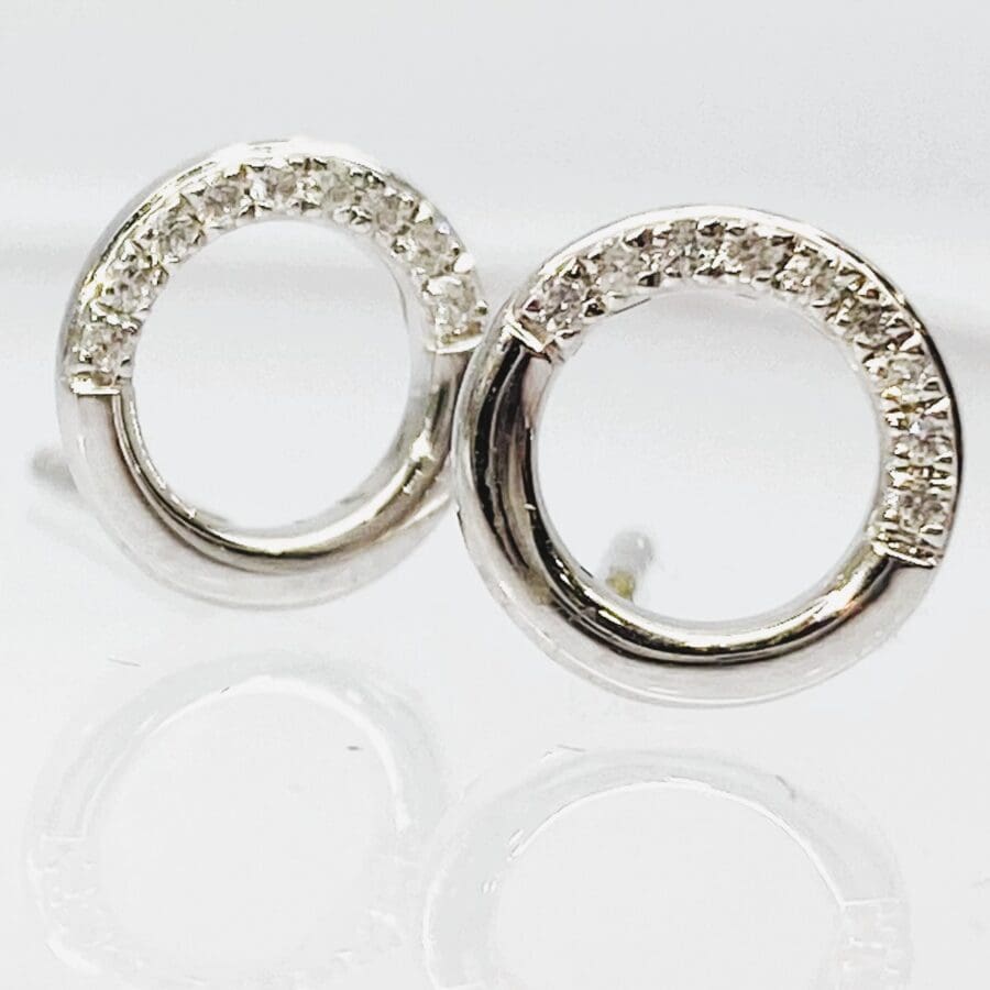 33700065 18ct White Gold Diamond Open Hoop Stud Earrings