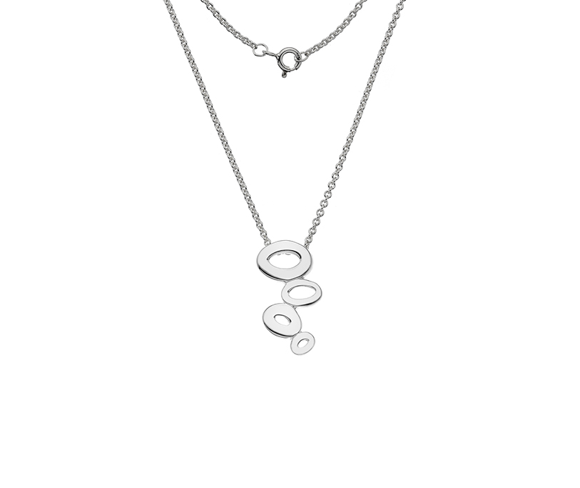 23800061 925 Sterling Silver Oval Pebbles Pendant And 18 Inch Chain