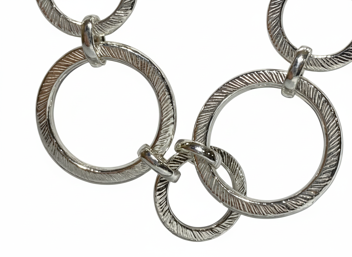 22100264 925 Sterling Silver Echo Textured Graduated Circle Necklace - Image 3