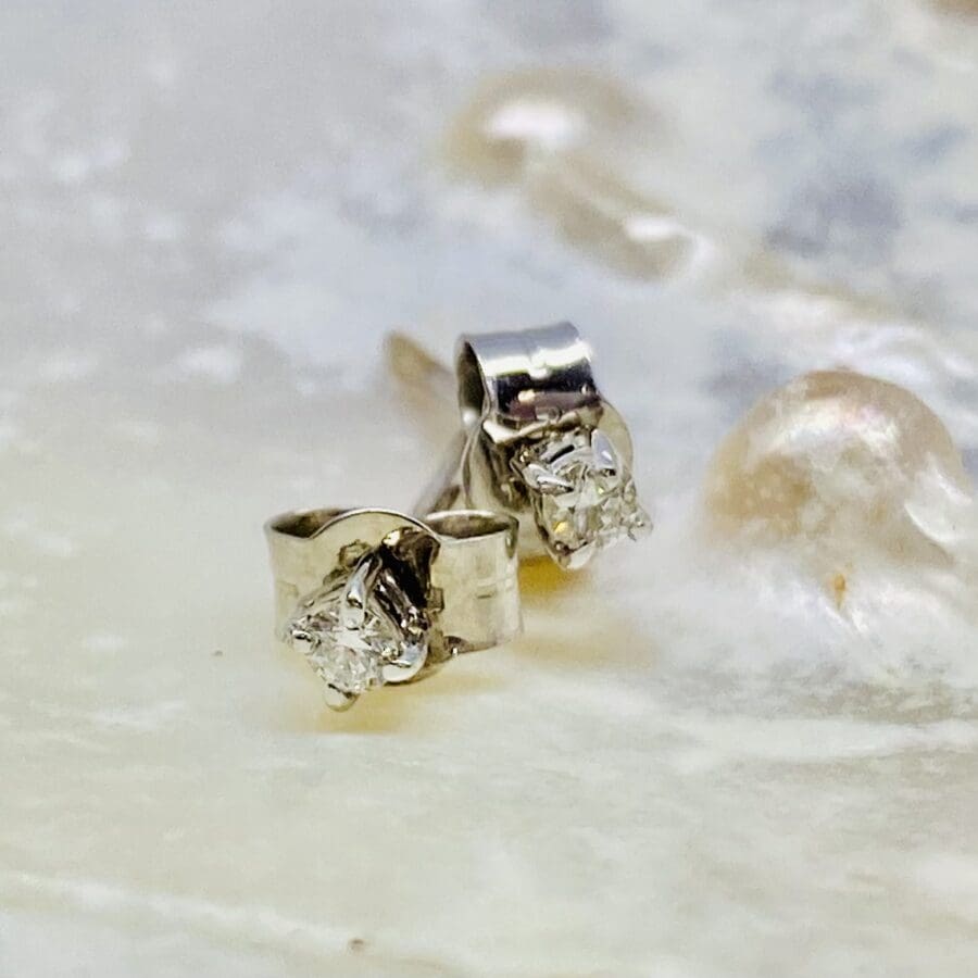 33700064 9ct White Gold And Diamond 0.08ct Stud Earrings
