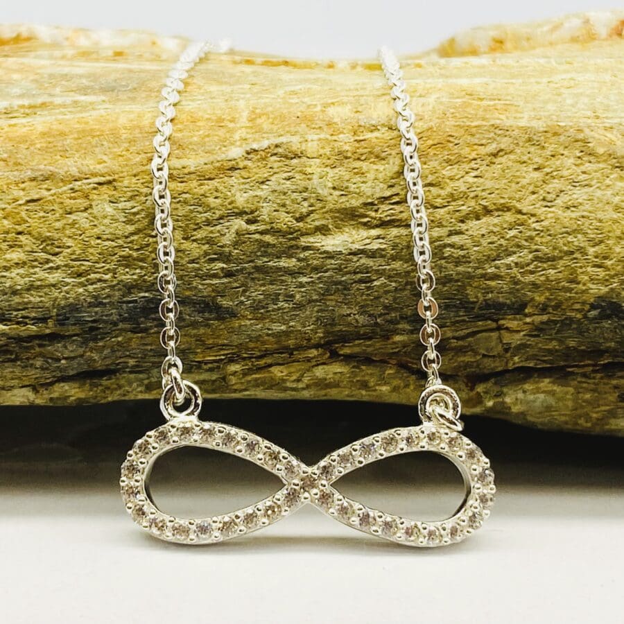 22100253 925 Sterling Silver "Infinity" C.Z. Necklace 16 Inch With 1 Inch Extender
