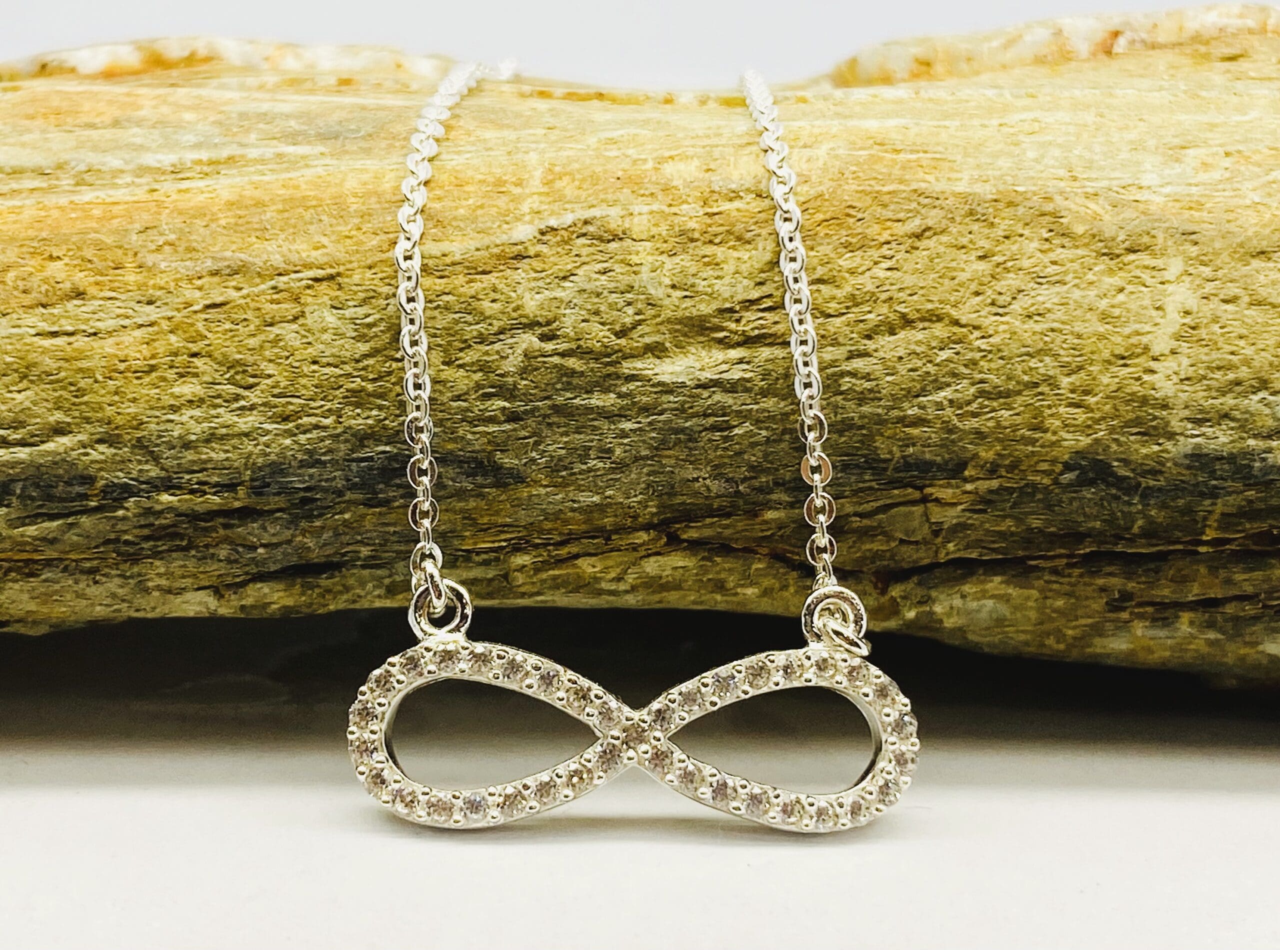 22100253 925 Sterling Silver "Infinity" C.Z. Necklace 16 Inch With 1 Inch Extender