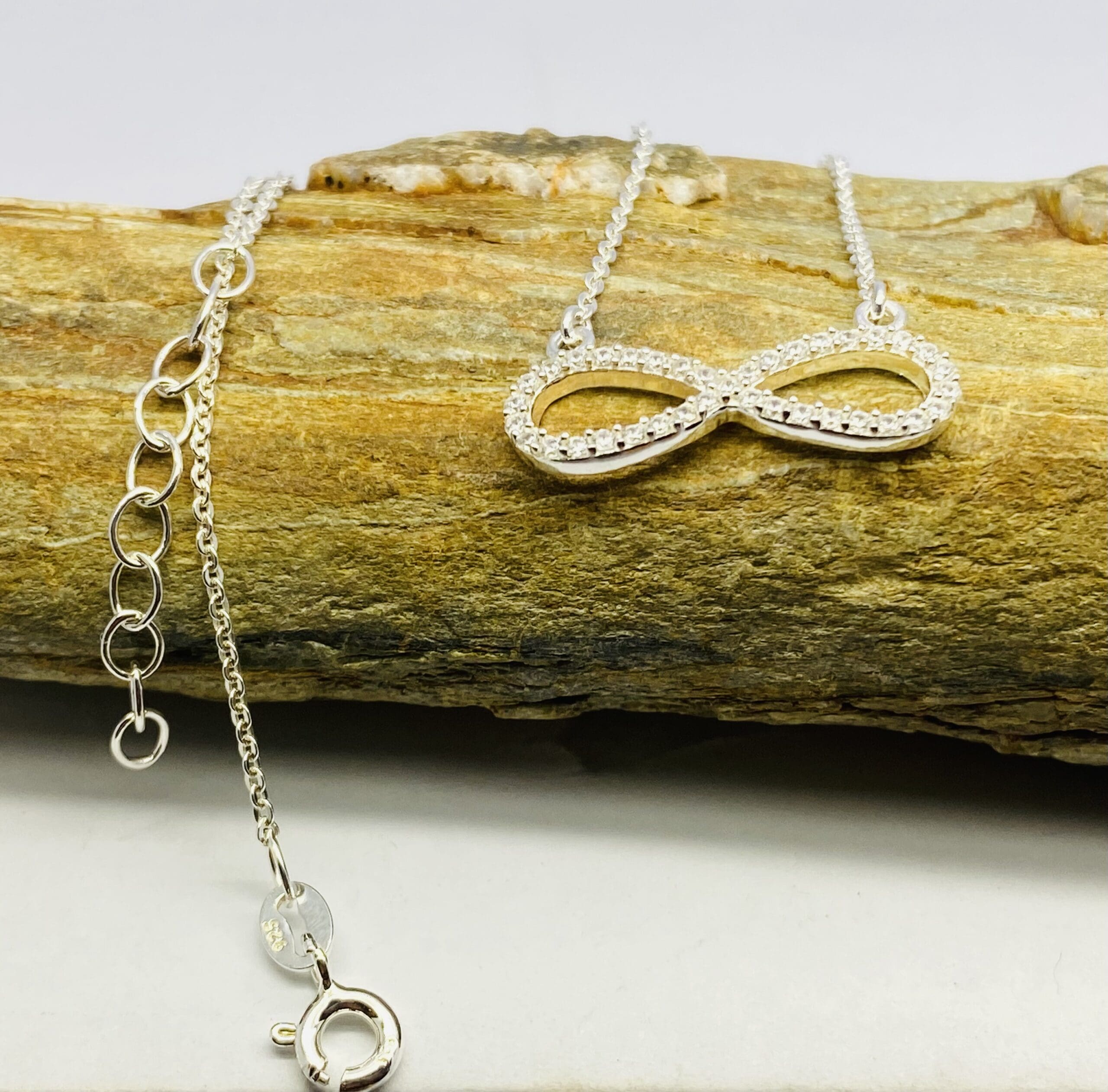 22100253 925 Sterling Silver "Infinity" C.Z. Necklace 16 Inch With 1 Inch Extender - Image 3