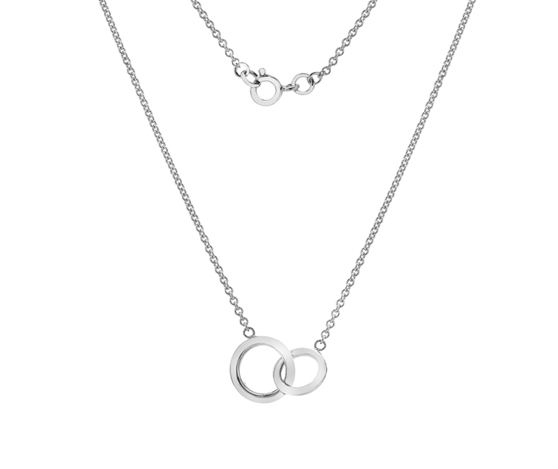 22100256 925 Sterling Silver Necklace With 2 Open Polished Intwined Circles