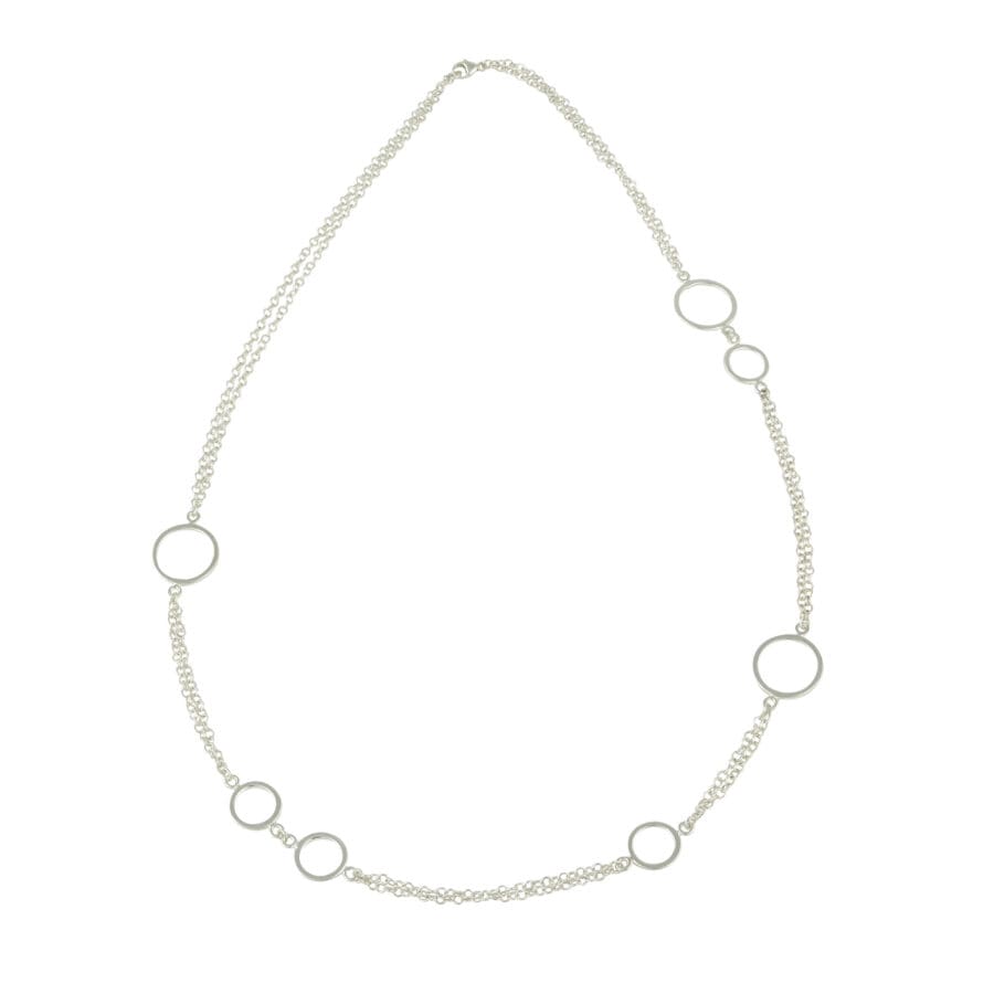 22100213 925 Sterling Silver Echo Polished Asymmetric Open Circle Necklace