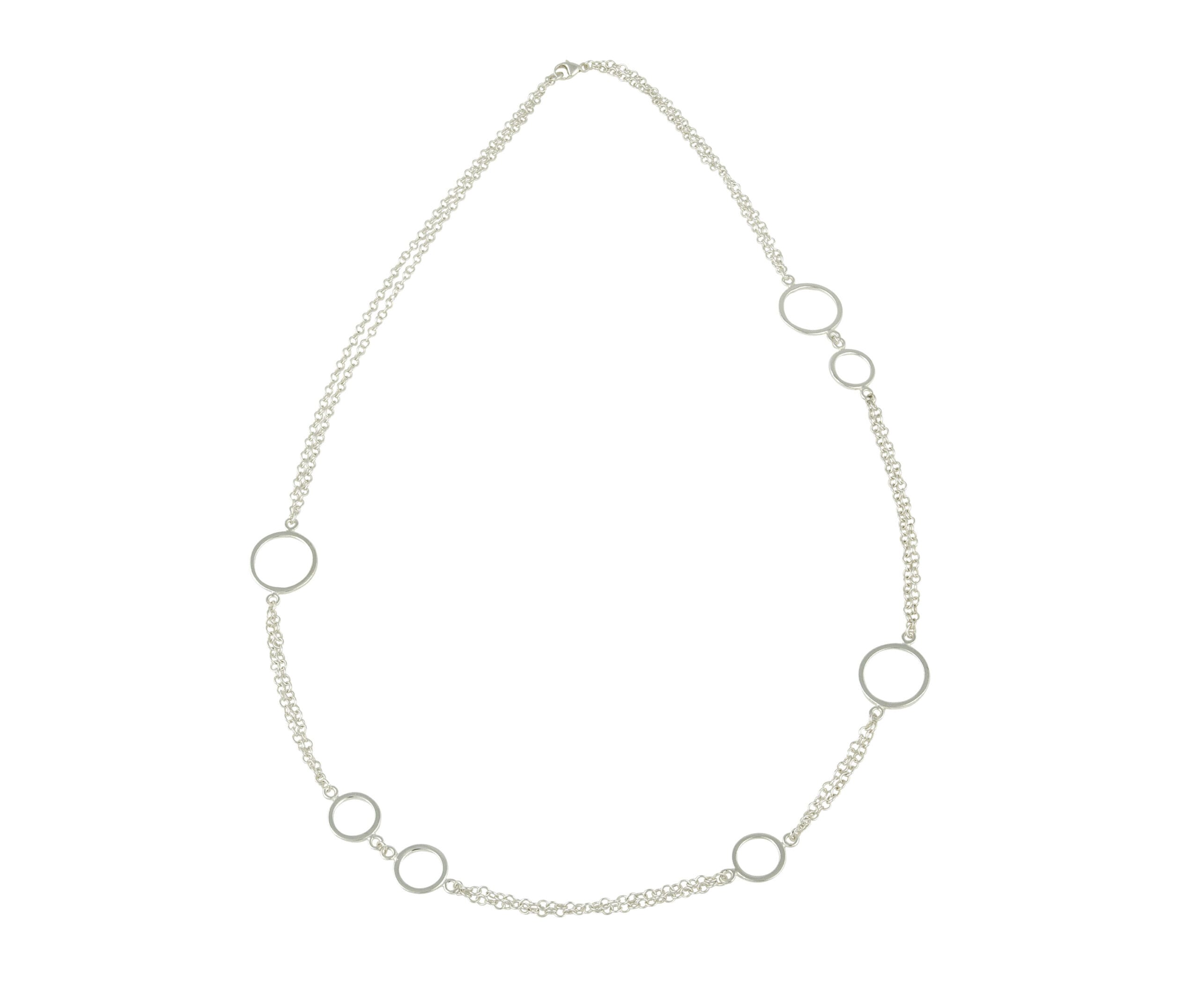 22100213 925 Sterling Silver Echo Polished Asymmetric Open Circle Necklace