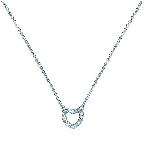 22100254 925 Sterling Silver Necklace With Open C.Z. Heart And Chain