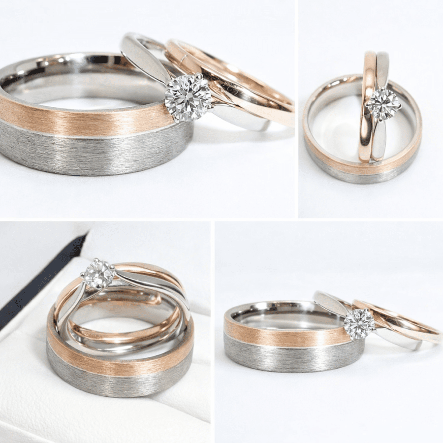 318...Commission, Two Tone Brushed Flat Men's Wedding Band