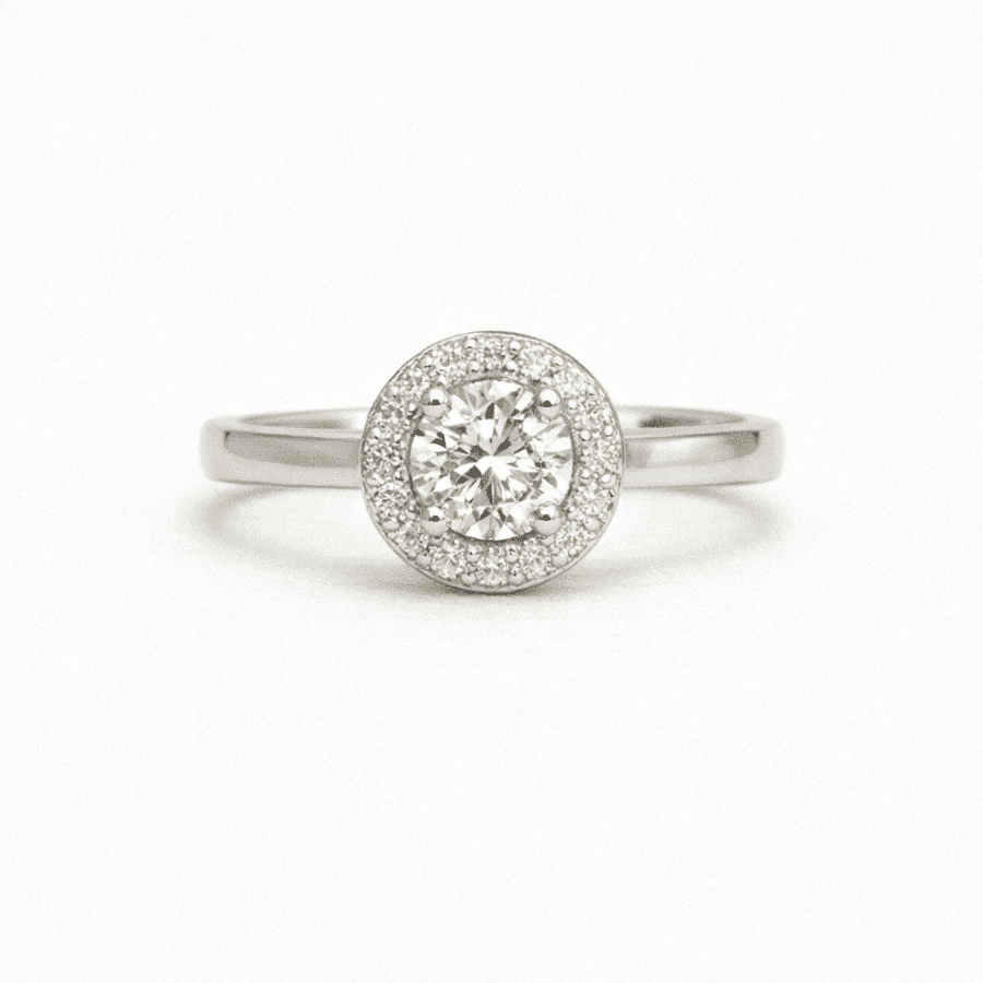 15600061 Platinum 0.50ct Diamond Halo Ring