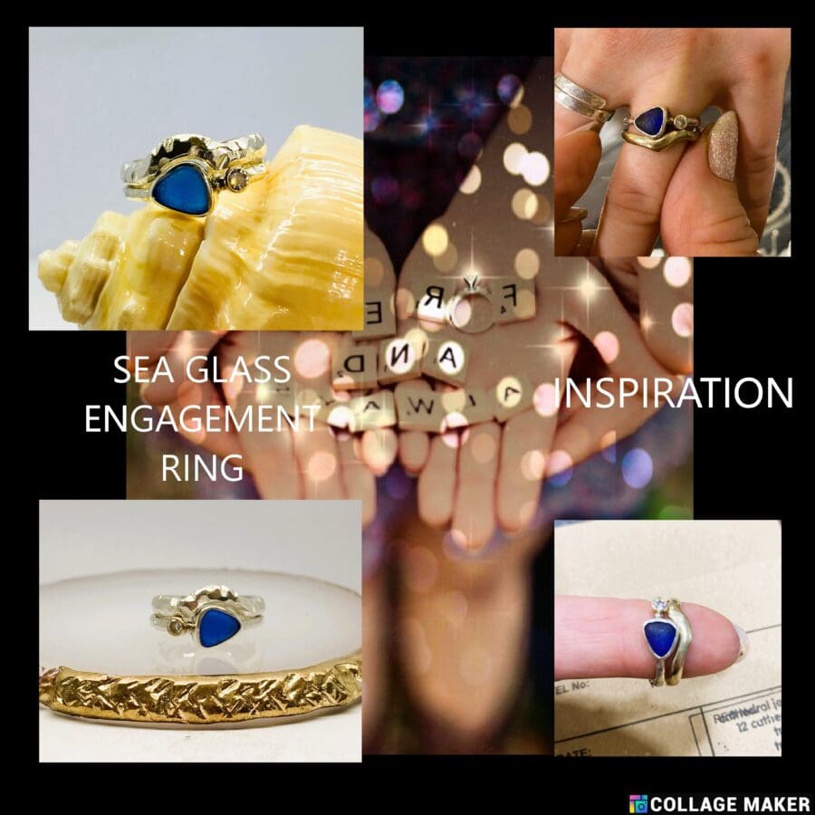 236... Inspiration, Contoured Wedding Band For Sea Glass Engagement Ring
