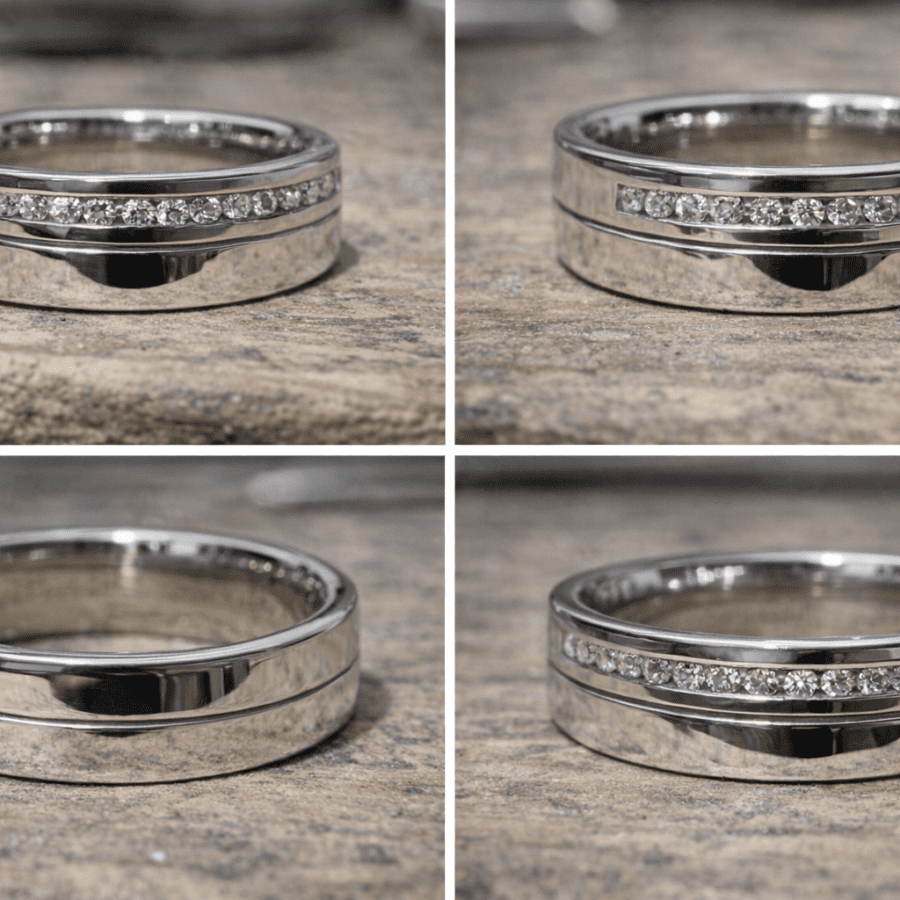117 Commission Single Groove, Women's Diamond Off-Set Wedding Band