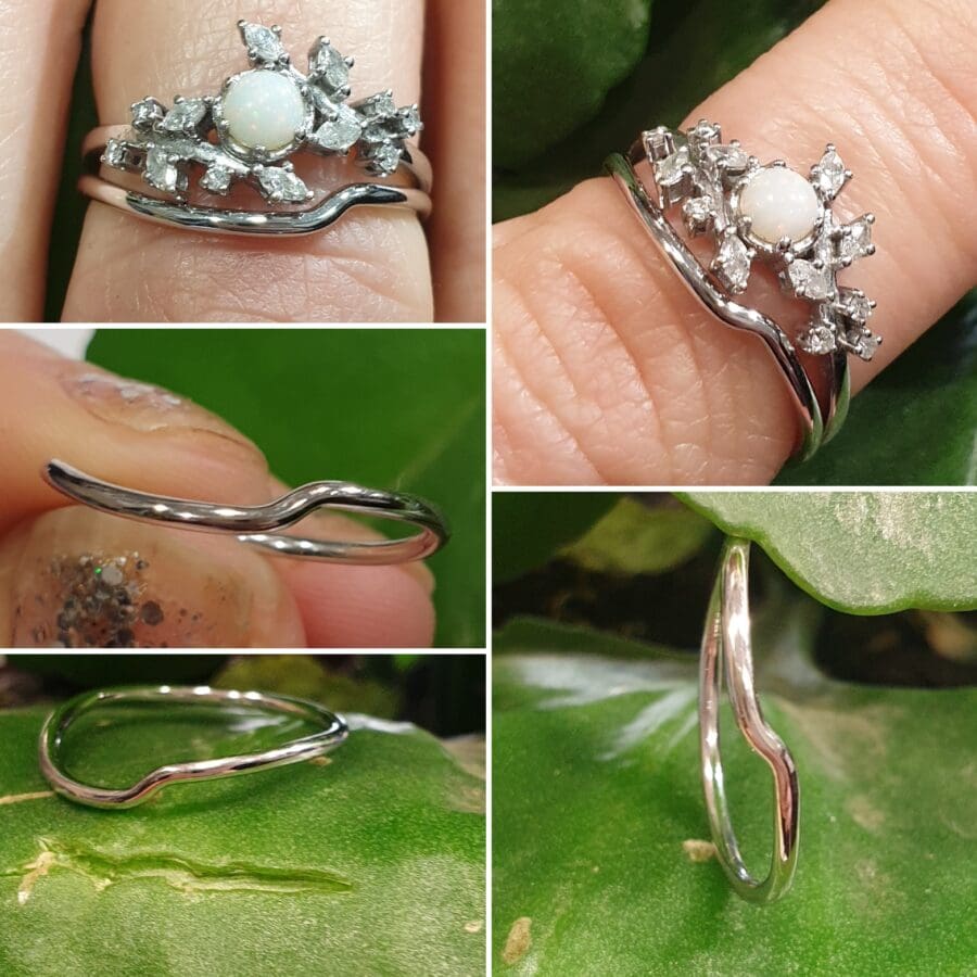 243 Commission Irregular Curved Wedding Band For Branch Engagement Ring